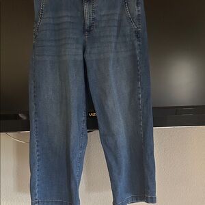 Ella Moss Relaxed Wide Leg Womens Jeans in Medium Blue